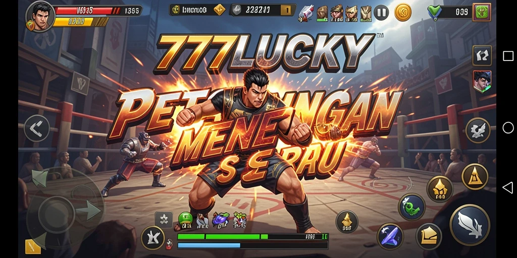 Tampilan gameplay mendebarkan dari 777LUCKY di arena pertarungan.