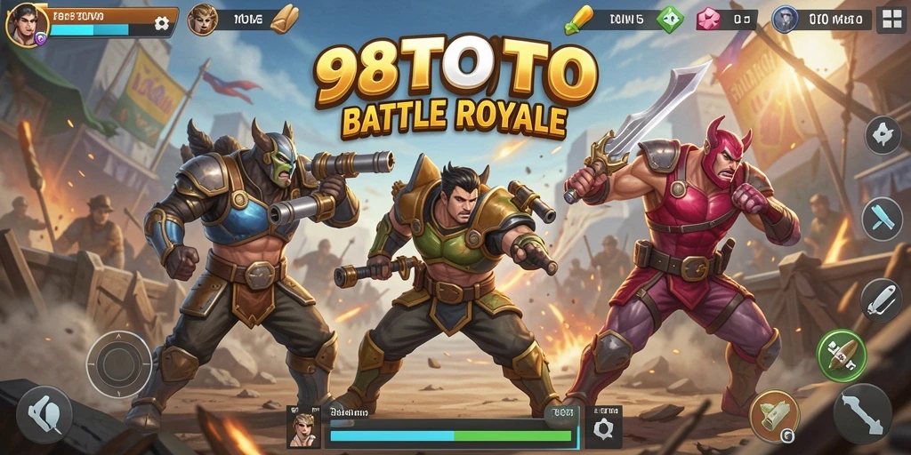Tampilan seru gameplay 98TOTO dengan aksi Battle Royale.