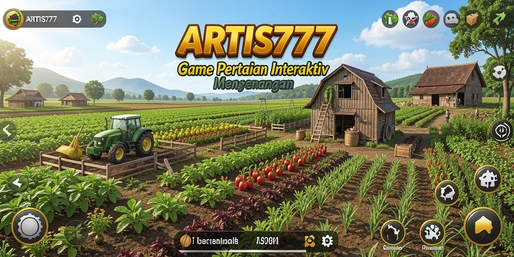 Tampilan gameplay <strong>ARTIS777</strong> dengan ladang yang luas dan tanaman yang beragam.