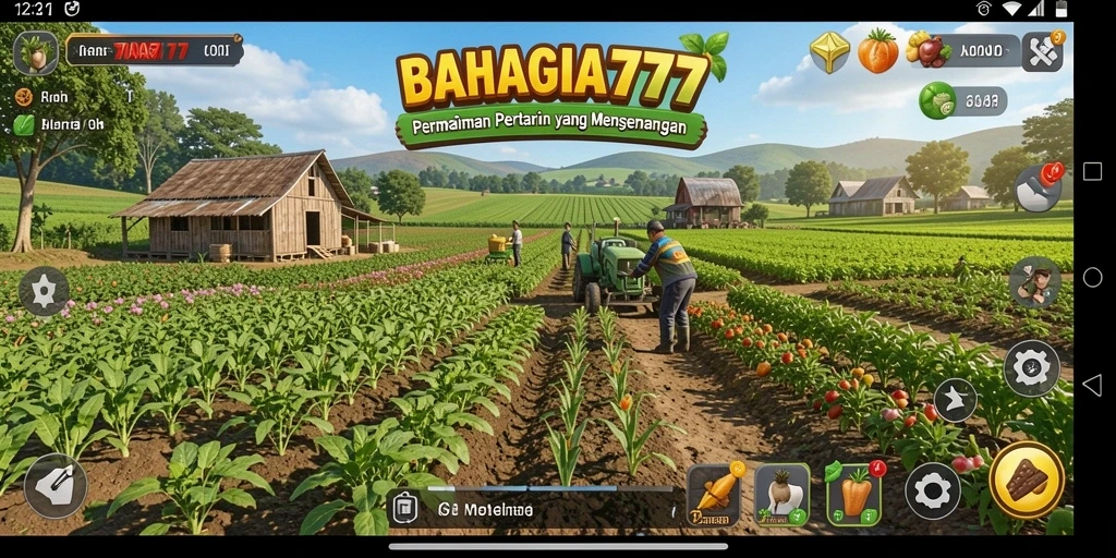 Tampilan menarik dari gameplay pertanian di BAHAGIA777