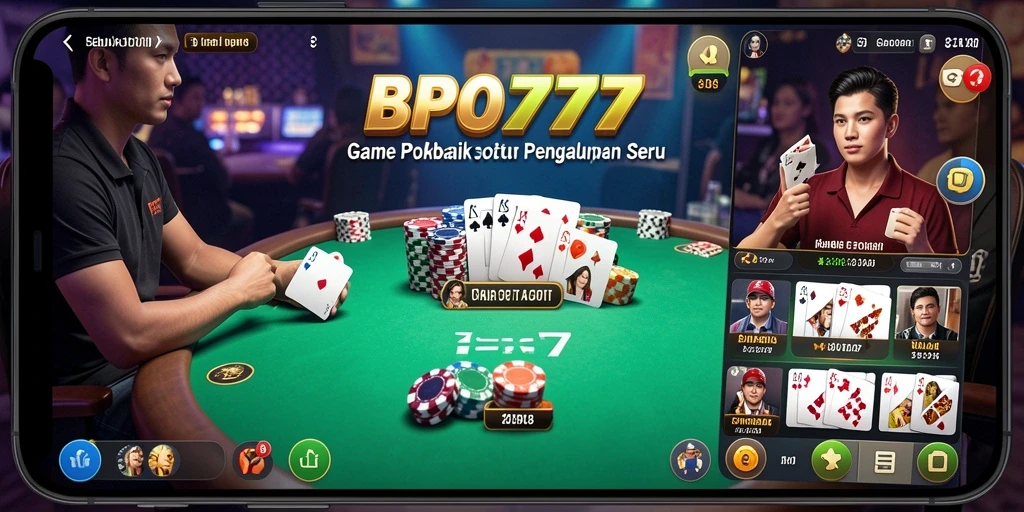 Tampilan gameplay seru di BPO777 dengan suasana poker yang mendebarkan.
