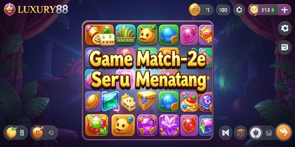 Screenshot gameplay LUXURY88 menampilkan suasana seru permainan Match-3.