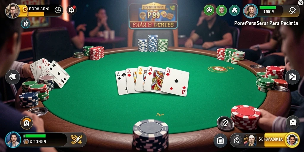 Screenshot gameplay PT89 menunjukkan aksi poker yang mendebarkan.