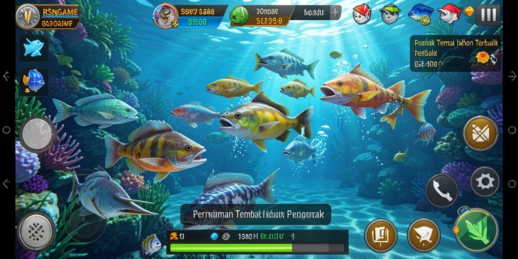 Screenshot gameplay RSNGAME menampilkan aksi menembak ikan yang seru.