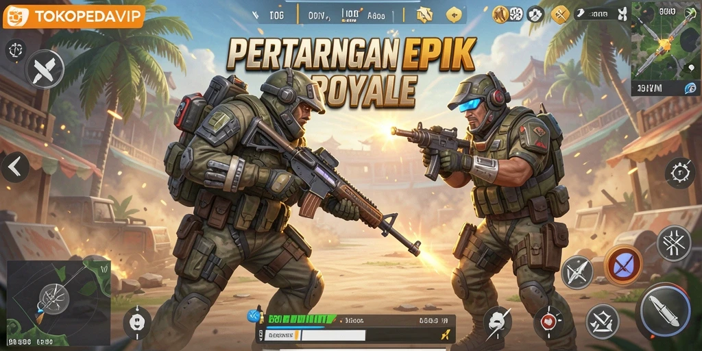 Tampilan menarik dari gameplay intense dalam <strong>TOKOPEDIAVIP</strong> Battle Royale.
